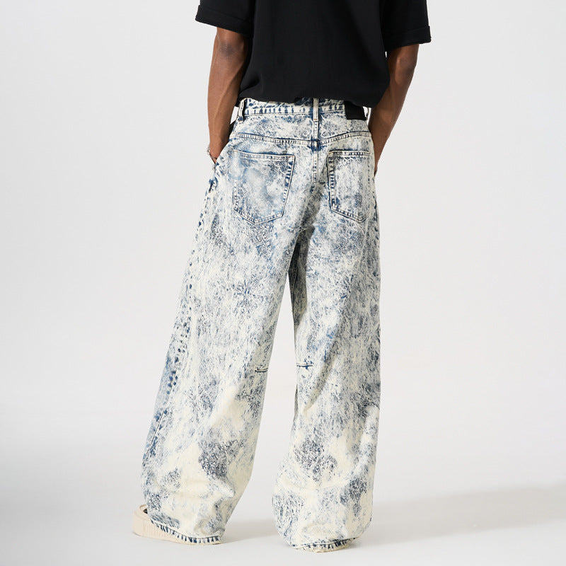 Style Straight Leg Jeans for Men, Vintage Denim Pants