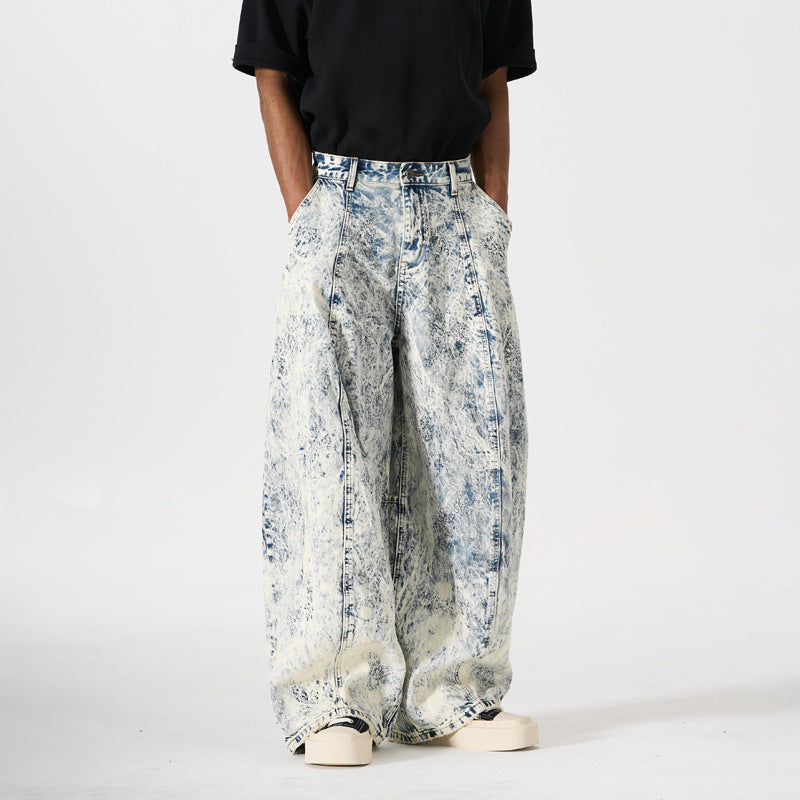 Style Straight Leg Jeans for Men, Vintage Denim Pants