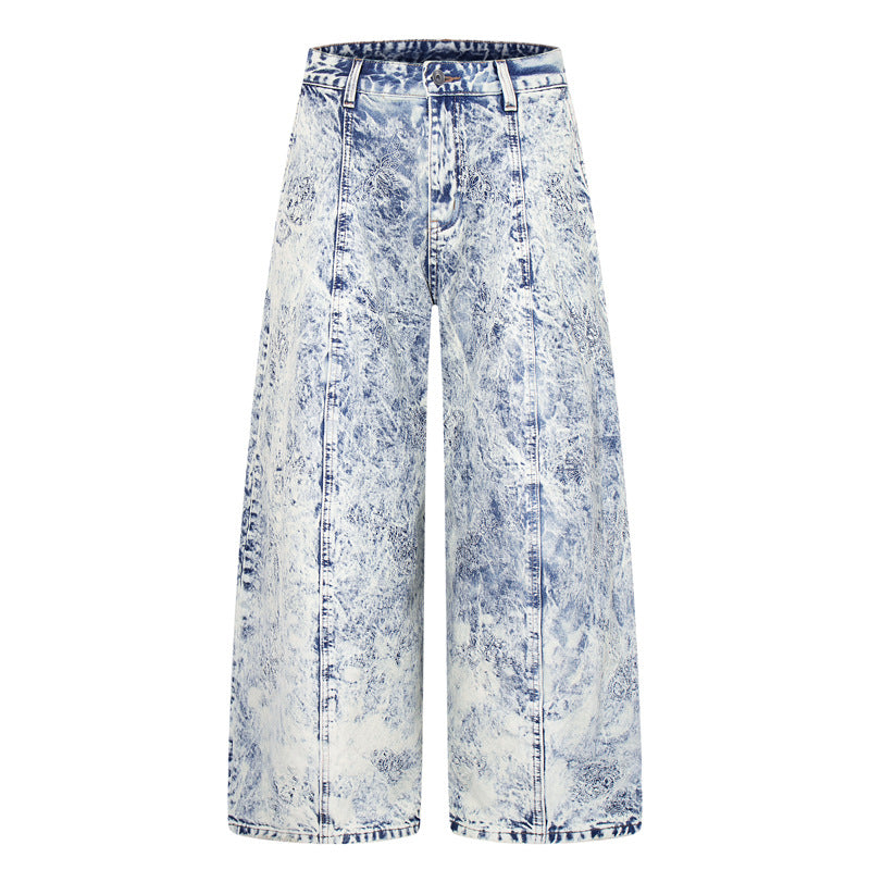 Style Straight Leg Jeans for Men, Vintage Denim Pants