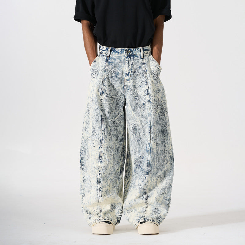 Style Straight Leg Jeans for Men, Vintage Denim Pants
