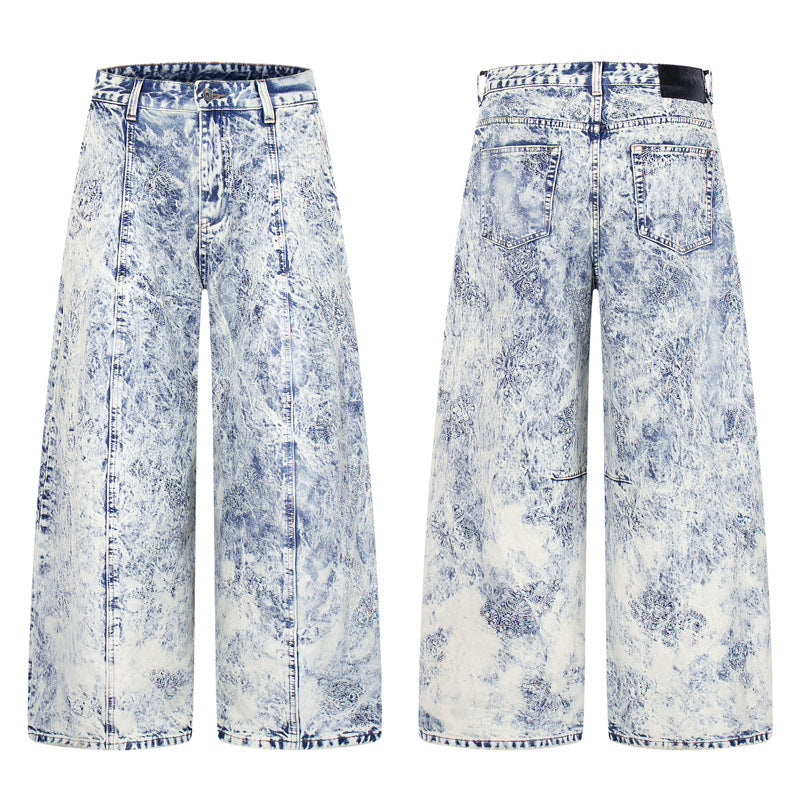 Style Straight Leg Jeans for Men, Vintage Denim Pants